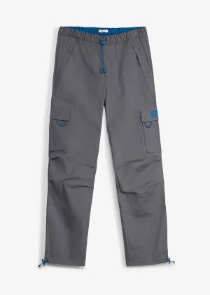 Spodnie z kieszeniami cargo, z gumką w talii, o kroju relaxed fit,  straight