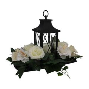 Kompozycja nagrobna z latarenką 65 x 30 x 36 cm LED kremowy