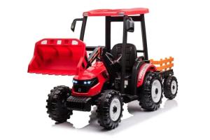 MEGA Traktor Z Przyczepką dla Dzieci Czerwony Elektryczny 24V 2x200Watt D68