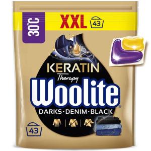 Woolite Kapsułki DoPrania Rzeczy Czarnych Ciemnych Jeans z Keratyną 43szt