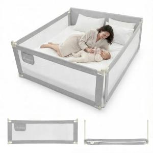 PRIMABOBO Barierka ochronna do łóżka CLASSIC 200x140cm 3 szt Składana SZARA