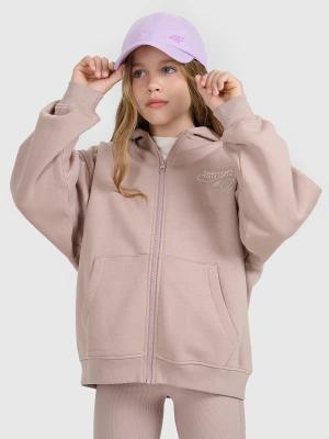 4F bluza dresowa dla dziewczynek rozpinana 4FJWAW25TSWSF1941 beżowy (158)