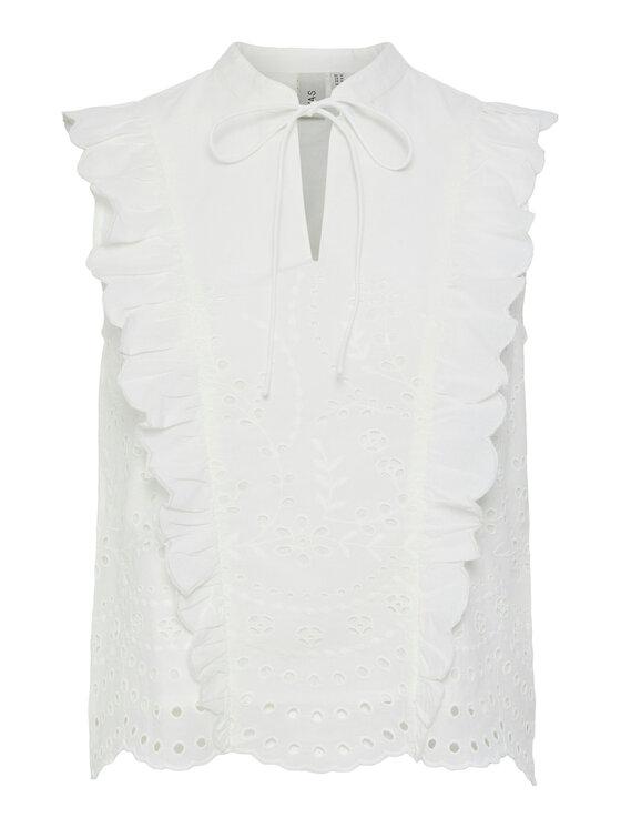 YAS Bluzka Luma 26036259 Biały Regular Fit