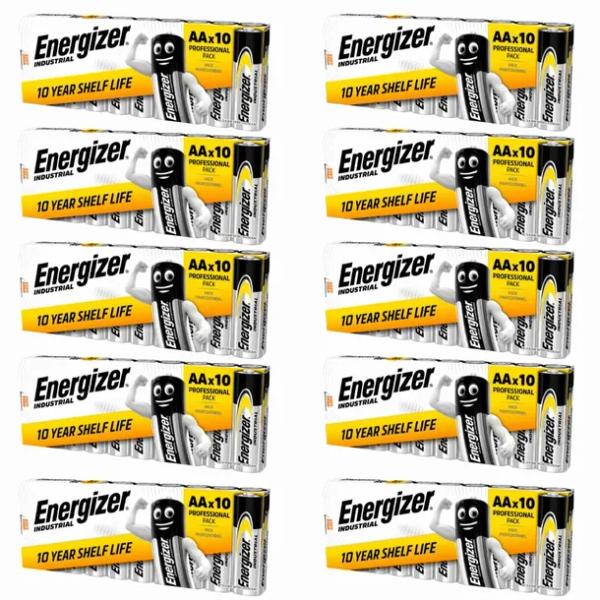 100x Baterie Alkaliczne Energizer Industrial AA LR6 1,5V Grube Paluszki