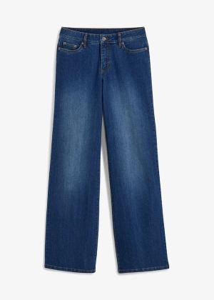 Dżinsy wide leg, mid waist, ze stretchem