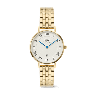 Daniel Wellington DW Watch Petite Roman Numerals Date 5-link Gold 28mm