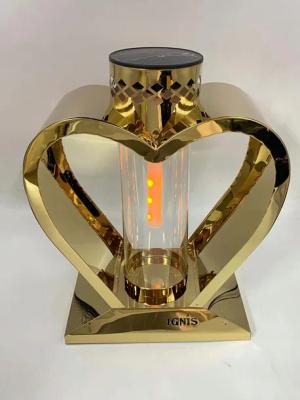 ZNICZ SOLARNY LAMPION SOLAR SERCE DUŻE ZŁOTE 31CM
