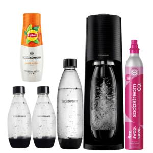 Saturator SodaStream Terra czarny + 3 butelki +Lipton Peach + nabój CO2
