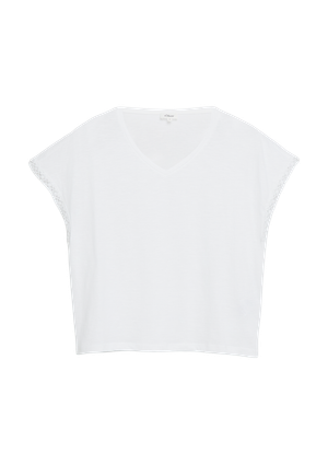 T-shirt o fakturze przędzy płomieniowej z koronkowymi detalami