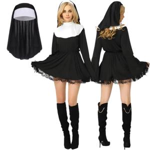STRÓJ ZAKONNICY ZALOTNA SUKIENKA SIOSTRA ZAKONNA ZESTAW HALLOWEEN KARNAWAŁ