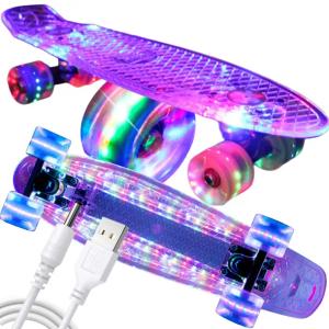FISZKA DESKOROLKA DLA DZIECI ŚWIECĄCE KOŁA LED 56CM ABEC7 ŚWIECĄCY DECK RGB