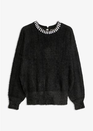 Sweter z aplikacją z perełek