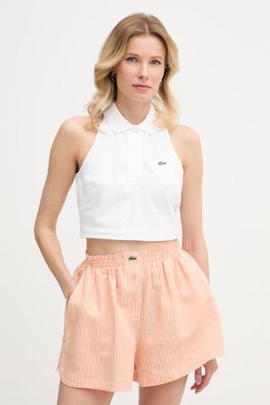 Lacoste crop top damski bawełniany z elastanem