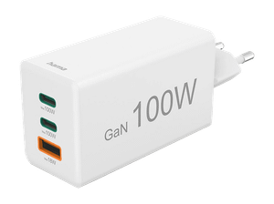 Ładowarka sieciowa HAMA GaN 2x USB-C 1x USB-A mini PD 100 W Biały