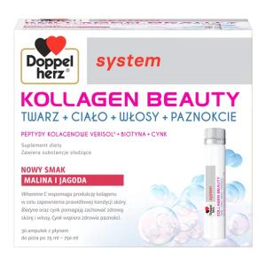 Doppelherz® system Kollagen Beauty, NOWY SMAK! malina i jagoda, 30 ampułek