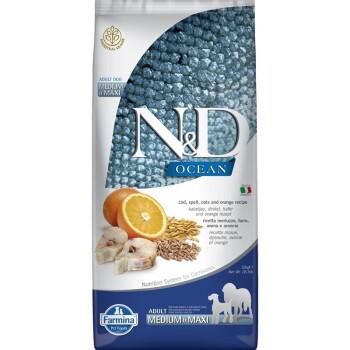 N&D Farmina Ocean Adult Medium/Maxi Dorsz, orkisz i pomarańcza 12kg