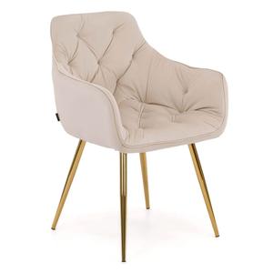 Krzesło tapicerowane DC-0082-3 | Ciemny beż | Złote nogi | OUTLET