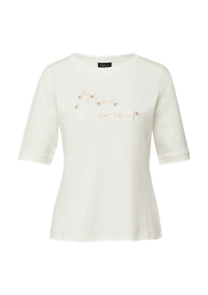 T-shirt bawełniany z okrągłym dekoltem i artystycznym nadrukiem