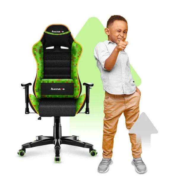 Fotel gamingowy dla dziecka obrotowy kubełkowy HUZARO pixel krzesło biurka
