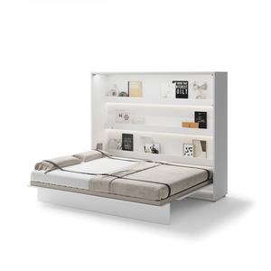 Półkotapczan poziomy BC-14 Bed Concept 160x200 cm 160x200 cm | Biały połysk | składany | funkcjonalny | oszczędność przestrzeni