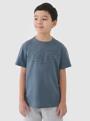 4F koszulka bawełniana t-shirt dla chłopca 4FJWSS25TTSHM2325 zielona (122)