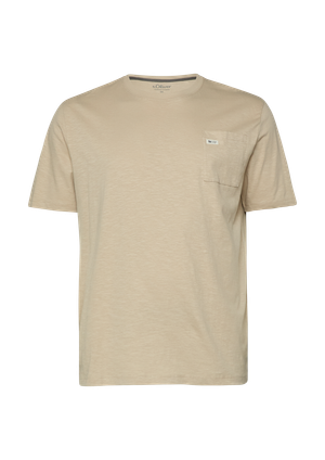 T-shirt o strukturze przędzy płomieniowej z kieszenią na piersi