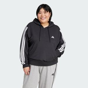 Essentials 3-Stripes French Terry Quarter-Zip Hoodie (Plus Size)