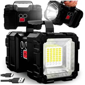 LATARKA LED AKUMULATOROWA SZPERACZ MOCNA DWUSTRONNA POWERBANK 7 TRYBÓW ZOOM