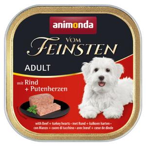 animonda Vom Feinsten mokra karma dla psa, Adult, Wołowina i serca indycze 22x150 g