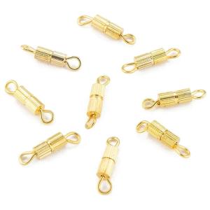 Zapięcie Skręcane Śrubowe do Biżuterii 14mm Mosiądz 7x3mm Złote 10szt