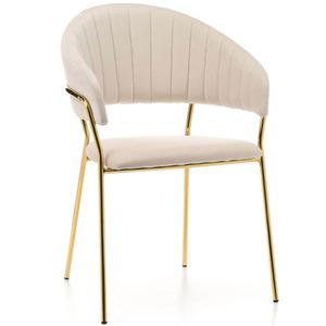 Krzesło Glamour C-889 | Beżowy welur | Złote nogi | Outlet