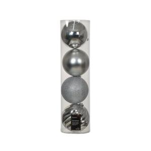 Bombki plastikowe mix śr. 14 cm srebrny 4 szt.