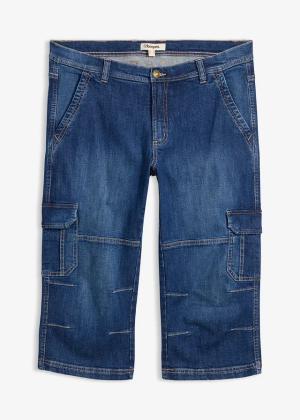 Jeansy bojówki 3/4 regular fit z prostymi nogawkami