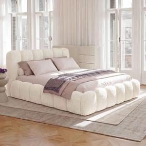 Łóżko tapicerowane z pojemnikiem SFG0200 | 140x200 | Boucle | Biały #2