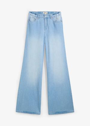 Jeansy wide leg, high waist, full length, z wygodnym pasem