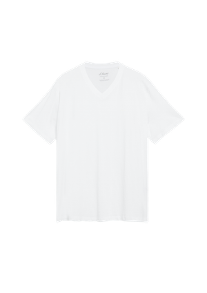 T-shirt bawełniany z nadrukiem z logo i dekoltem w serek