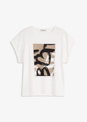 T-shirt z wiskozą i kryształkami