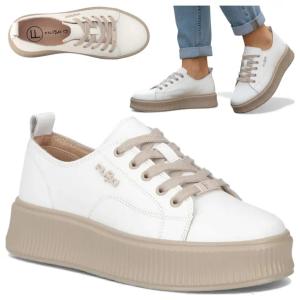 Półbuty ze SKÓRY Damskie 38 FILIPPO Sportowe Sneakersy na Grubej Podeszwie