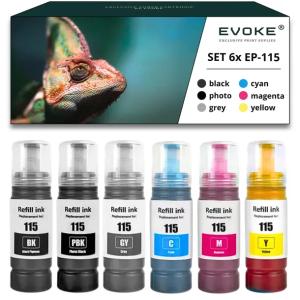 Tusz do drukarki Epson 115 | Zestaw 6 kolorów | EcoTank L8160 L8180