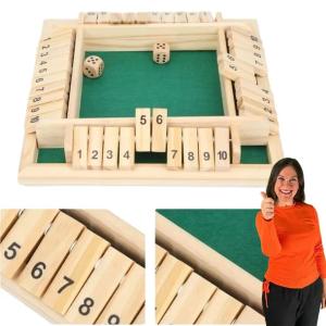 Shut The Box DREWNIANA GRA PLANSZOWA W KOŚCI GRA ZAMKNIJ PUDEŁKO 4 GRACZY