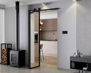 Drzwi Przesuwne Harmonijkowe Aluminium Loft Lustro 91 cm LOKI