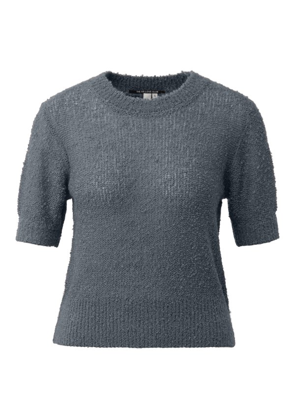 Sweter z krótkim rękawem o fakturze bouclé
