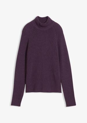 Sweter z prążkowanej dzianiny z czystej bawełny organicznej