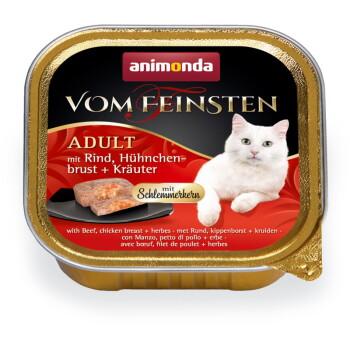 animonda Vom Feinsten mokra karma dla kota, Adult, z pysznym nadzieniem Wołowina, pierś z kurczaka i zioła 32x100 g