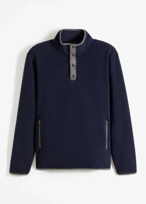 Bluza z polaru ze stójką, praktycznymi kieszeniami i kontrastowymi detalami