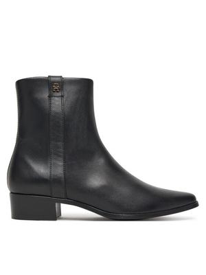Tommy Hilfiger Botki Th Leather Pointy Zip Bootie FW0FW08980 Czarny