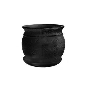 Doniczka ceramiczna z podstawką kamień 21 x 25 cm czarny mat symbol 814