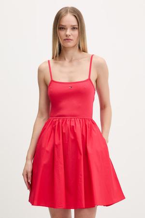 Tommy Jeans sukienka rozkloszowana bawełniana