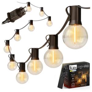 Girlanda Ogrodowa Świetlna 20m 36X Żarówka LED Łańcuch + gratis 2X E12 IP65