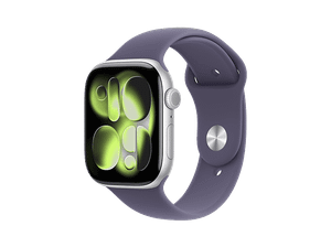 Smartwatch APPLE Watch Series 11 GPS, koperta 46mm z aluminium w kolorze srebrnym, pasek sportowy mlecznego fioletu - rozmiar M/L MEVA4MP/A